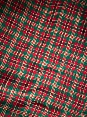 Vintage Green and Red Plaid Fabric